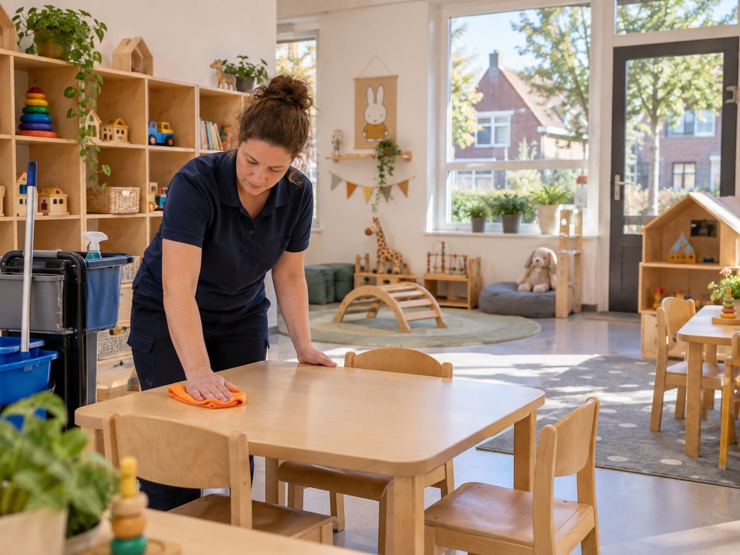Illustratieve schoonmaak in een kinderopvang Illustratieve schoonmaak in een kinderopvang